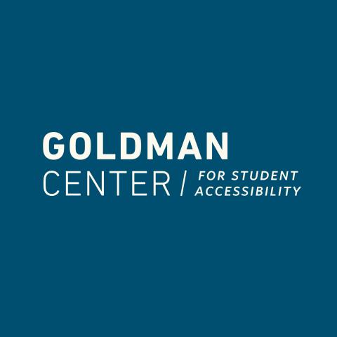 Goldman Center for Student Accessibility logo with blue background.
