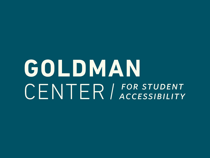 Goldman Center for Student Accessibility logo with blue background.