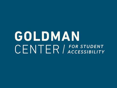 Goldman Center for Student Accessibility logo with blue background.